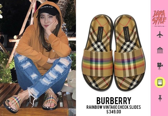 ?♥️BURBERRY Ashmore Low-Top Rainbow Check Slide Sandals Size ,  Luxury, Sneakers & Footwear on Carousell