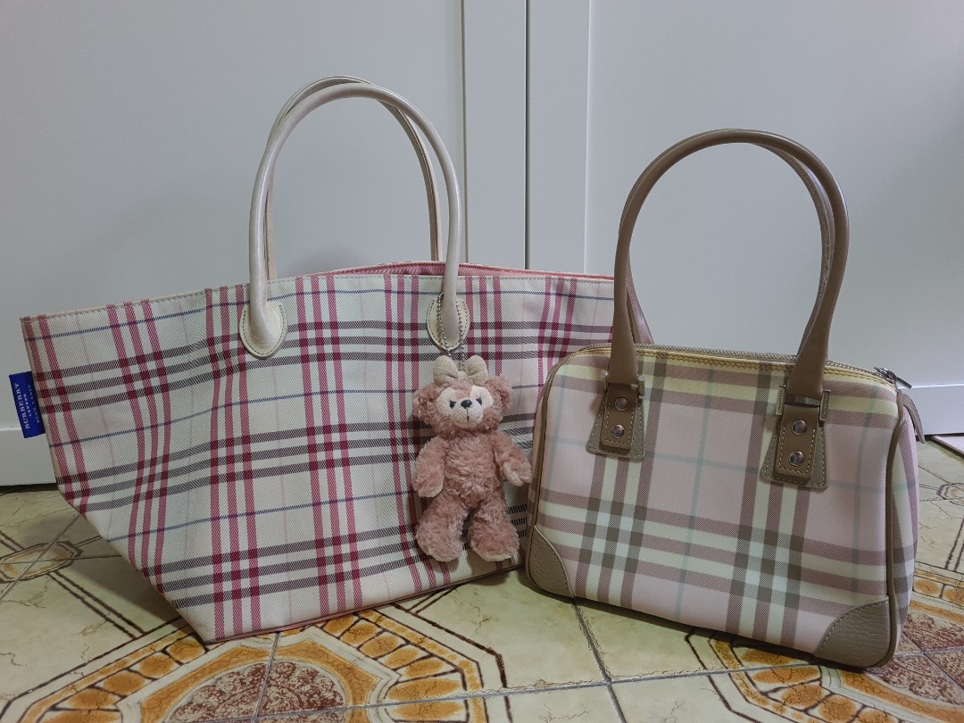 Burberry London pink plaid tote, Luxury, Bags & Wallets on Carousell