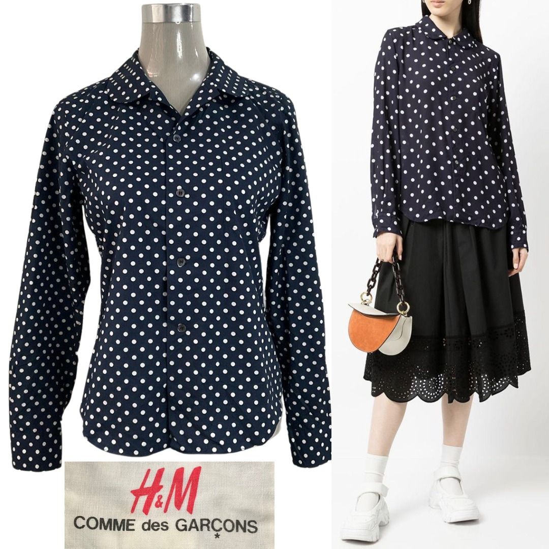CDG Comme Des Garcons x H M women s polka dot long sleeve shirt size US 6 EUR 36 Fits M Semi Large Women s Fashion Tops Longsleeves on Carousell