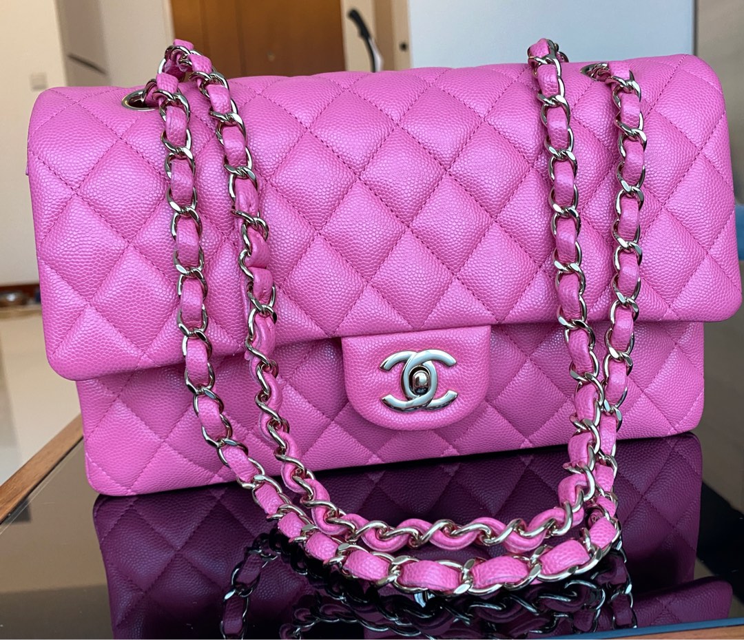 CHANEL Caviar Quilted Small Double Flap Light Purple 874641