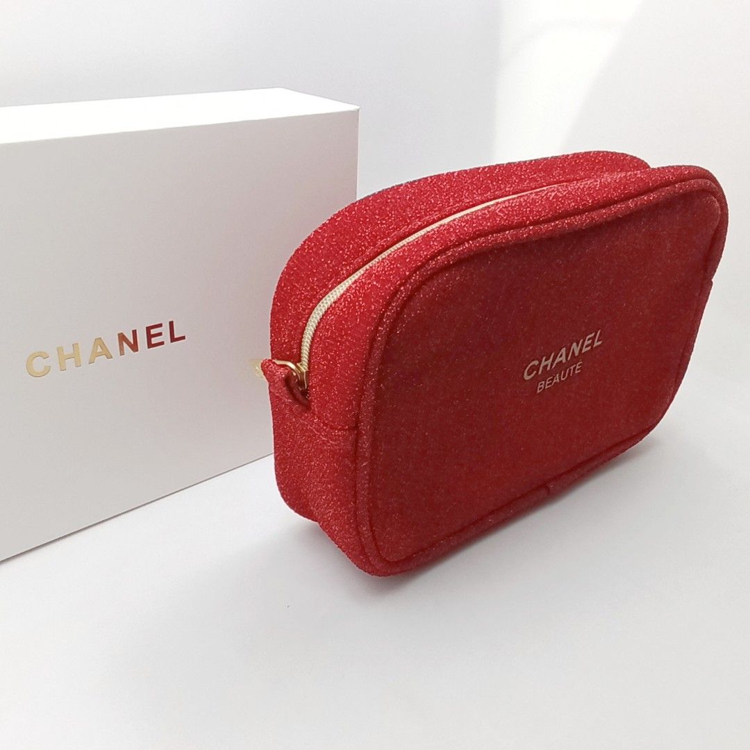 Chanel red clearance makeup bag