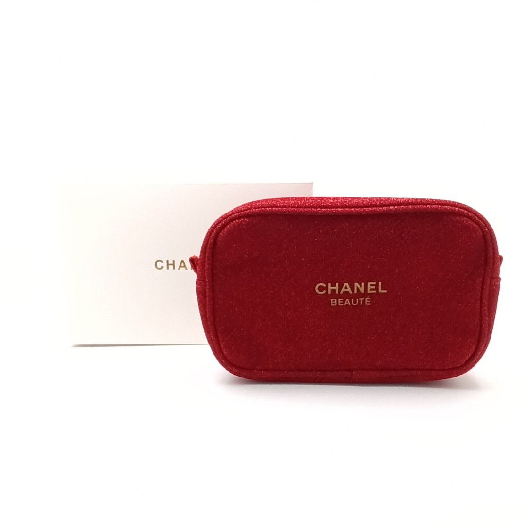 Chanel Red Gold Canvas Metallic Makeup Bag Bag Labels 47 OFF