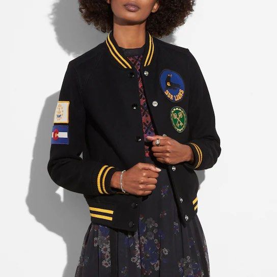 Coach Military Patch Varsity Jacket Women s Fashion Coats