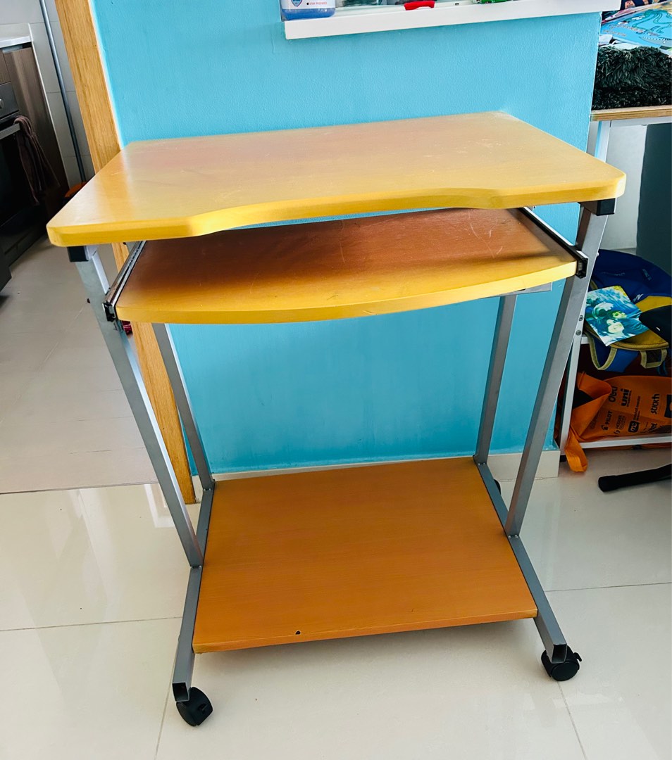 yellow computer table