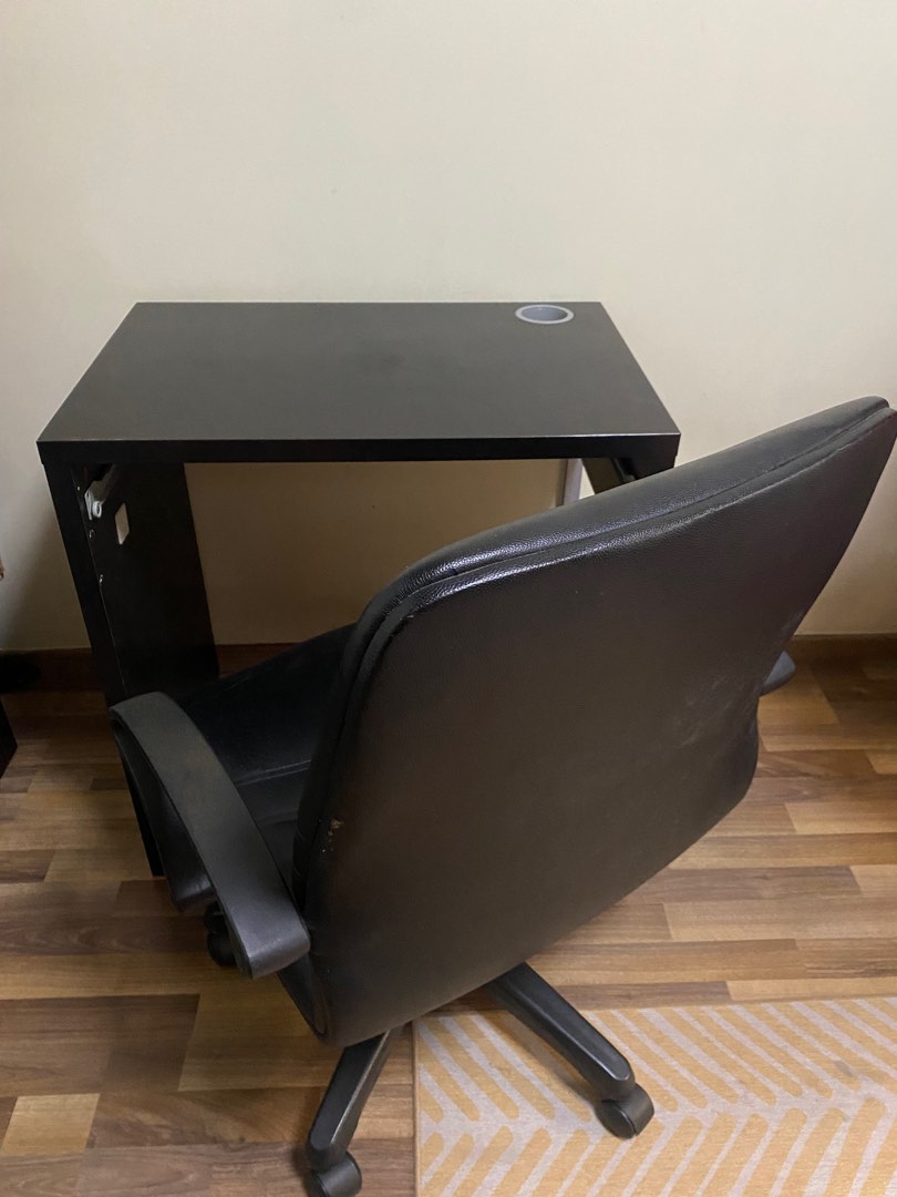 Computer table and upholstered swivel arm chair, Furniture & Home