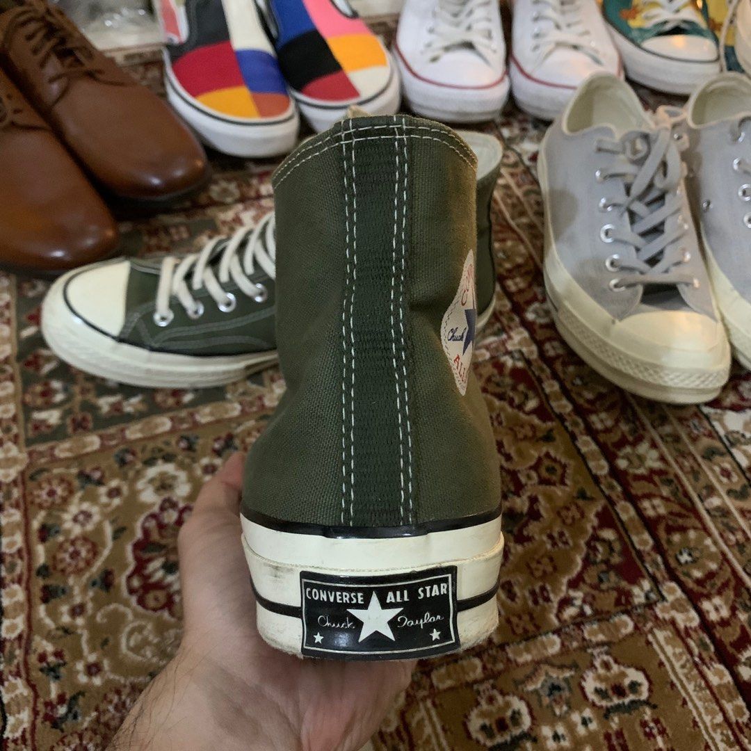 Dark green leather shop converse