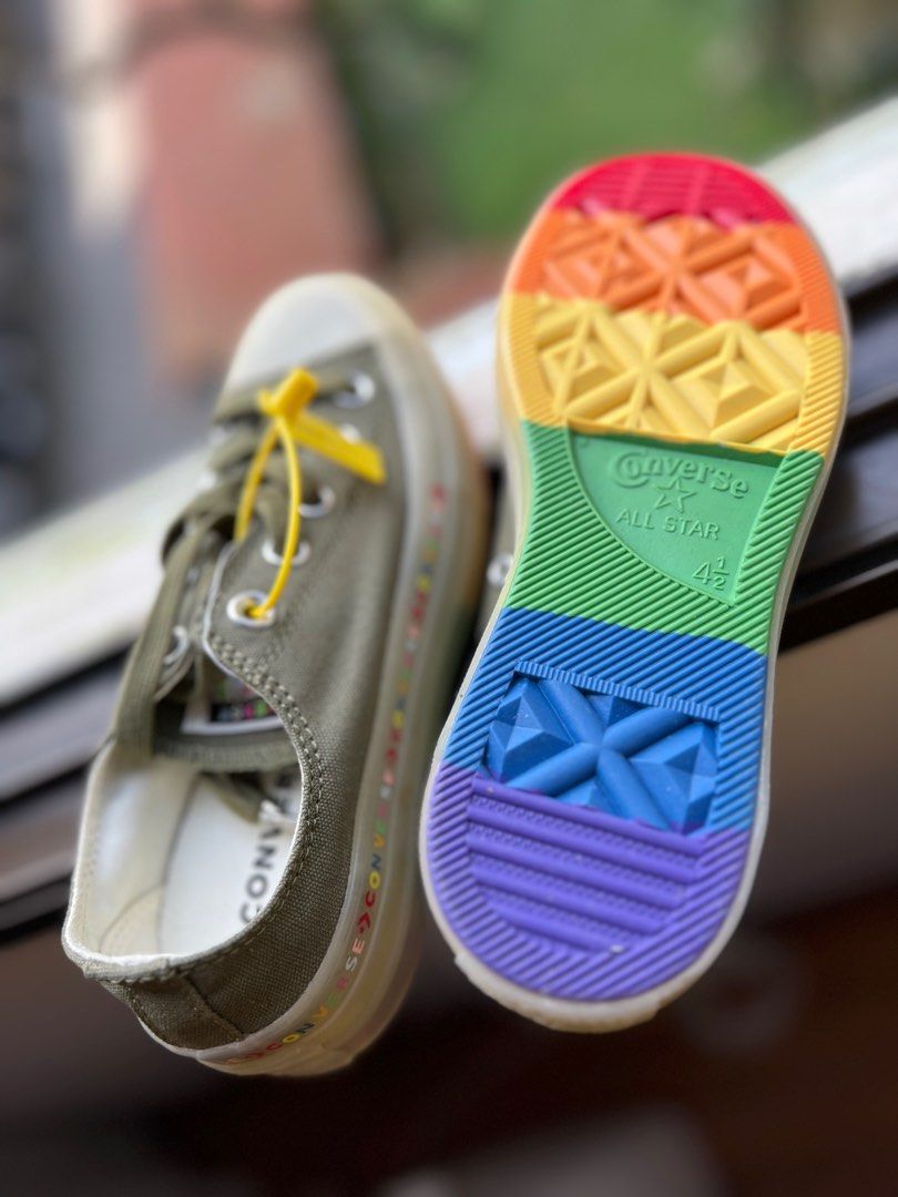 Converse green rainbow sneakers for girls