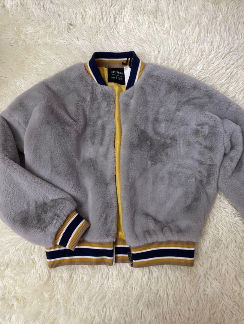 Cotton On Faux Fur Cropped Bomber Jacket