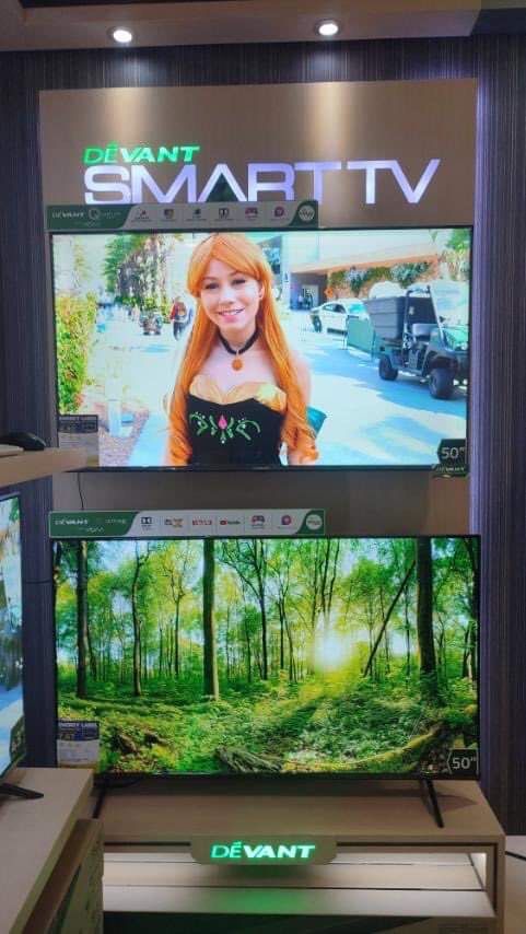 DEVANT LED SMART TV AND QUANTUM TV (Category: TV) located in Quezon City. Submitted by annys.online (Listing ID 1208413182, Image 3). Description: DEVANT LED TV SMART LED TV 32STV103-10,550 43STV103-14,900 UHD TV 43UHD204- 16,300 50UHD204- 19,200 55UHD204-21,300 65UHD204-33,300 with soundbar 75UHD204-56,400 with soundbar QUANTUM TV 50QUHV04- 24,500 with soundbar 55QUHV04-27,800 with soundbar 65QUHV04-40,400 with soundbar Brand new and sealed with