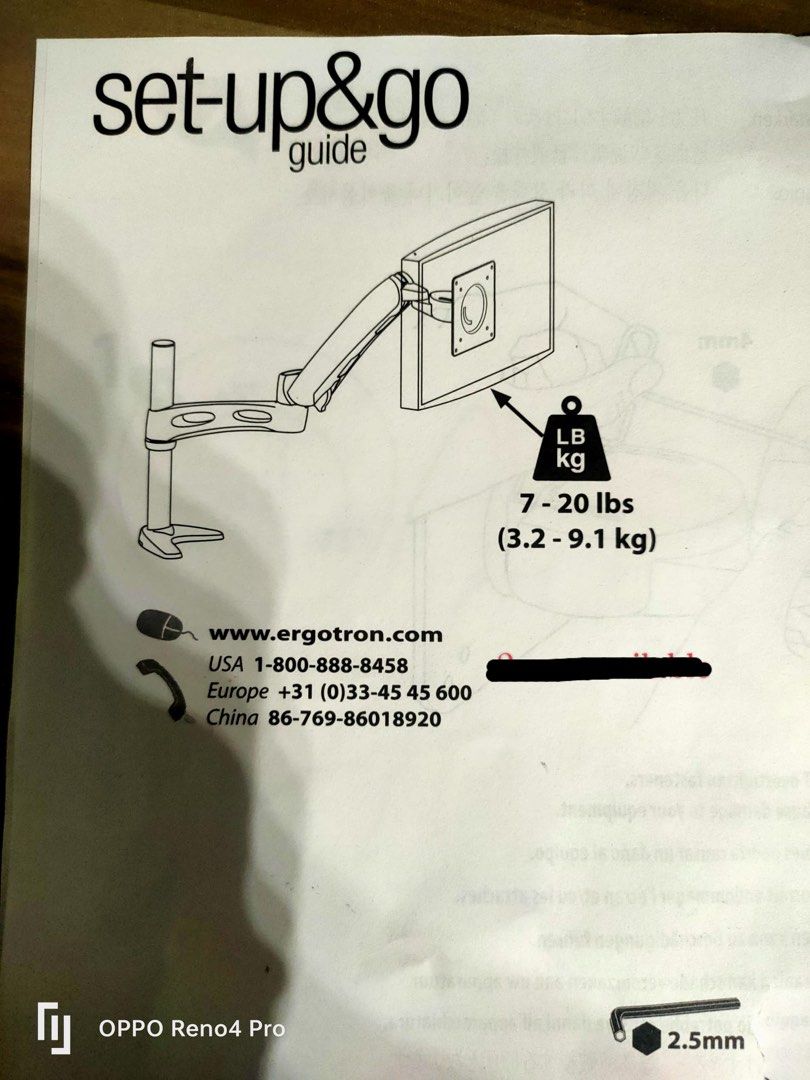 Ergotron Single Monitor Arm, Computers & Tech, Parts & Accessories