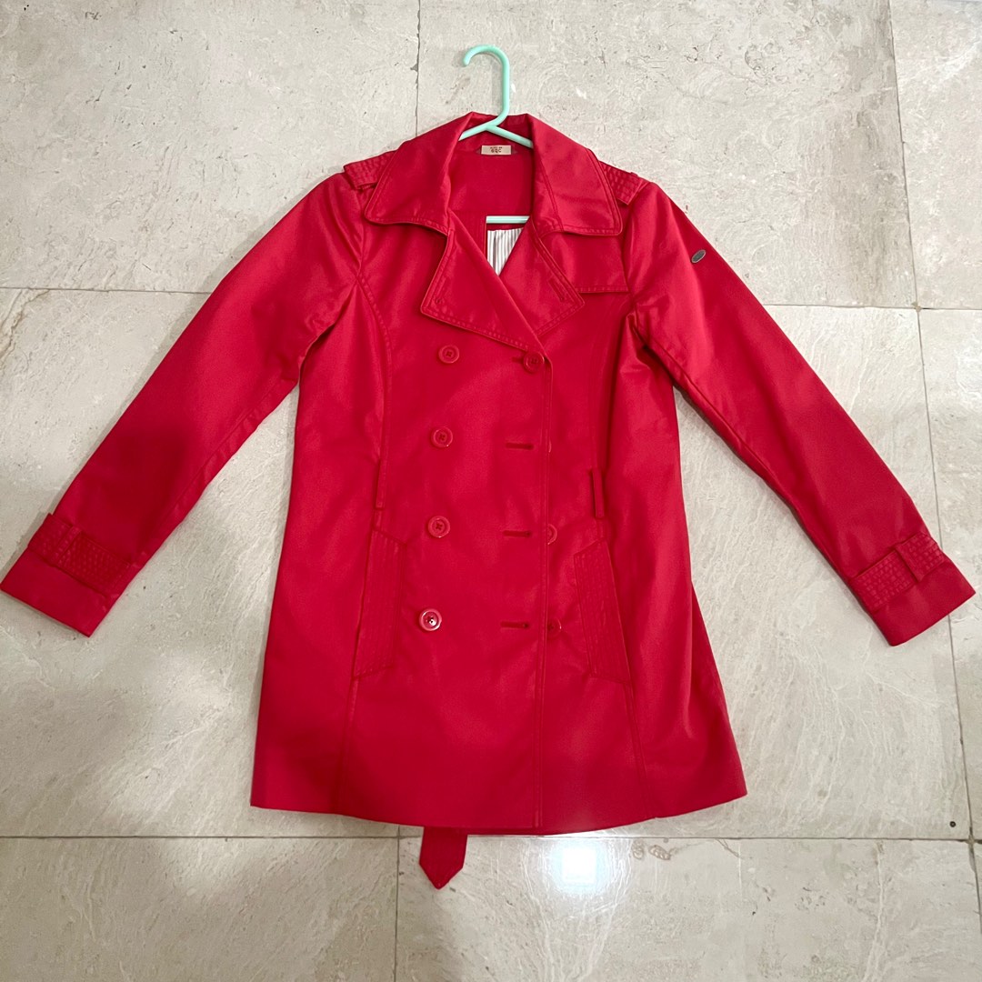 Esprit Red Trench Coat Women s Fashion Coats Jackets and Outerwear on Carousell