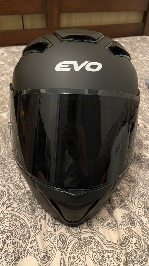 EVO Helmet Matte Black Full Face Motorbikes Motorbike Parts