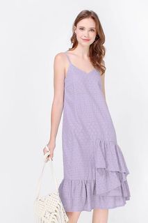 Fayth Thea Eyelet Midi Dress, Lilac