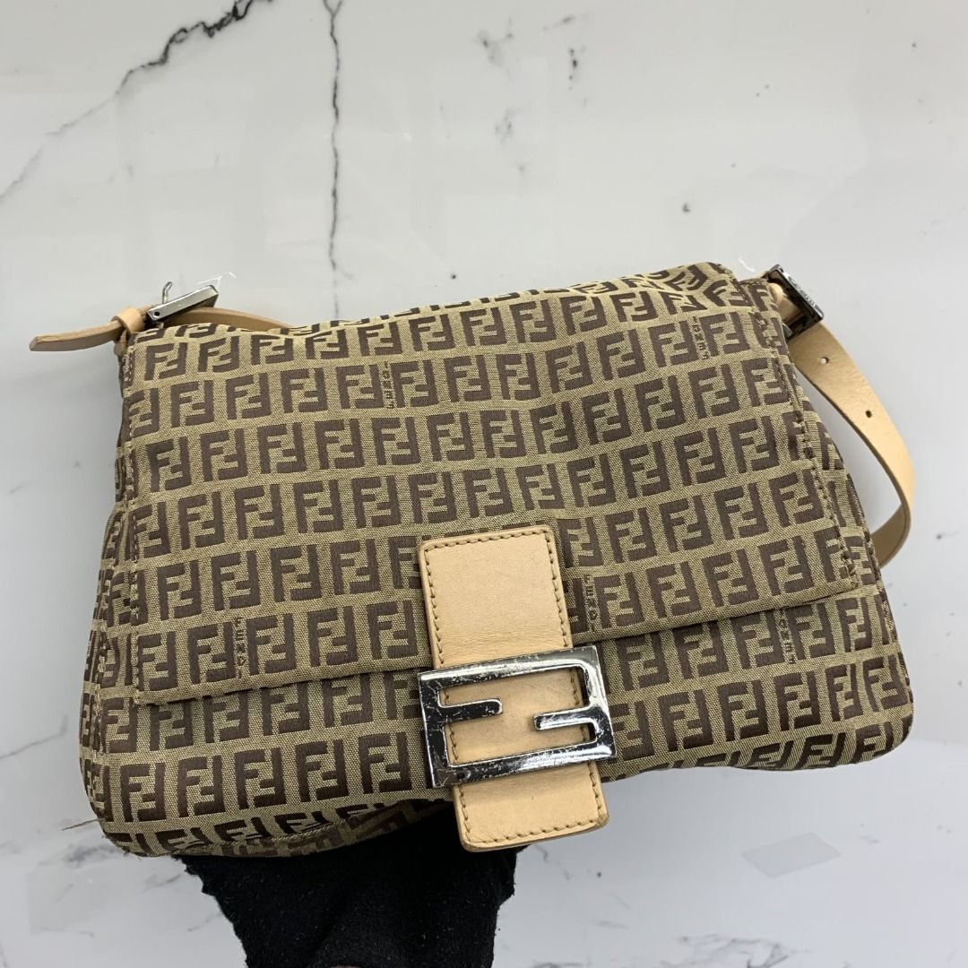 FENDI 8BR001 BROWN CANVAS ZUCCA ONE SHOULDER BAG 227036458 WE