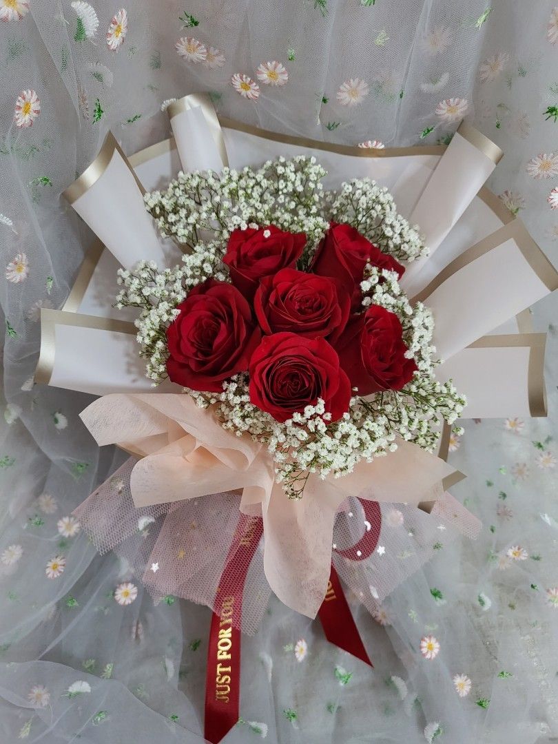 Fesh Baby Roses Fresh rose with baby breath flower bouquet/rose bouquet/anniversary ...