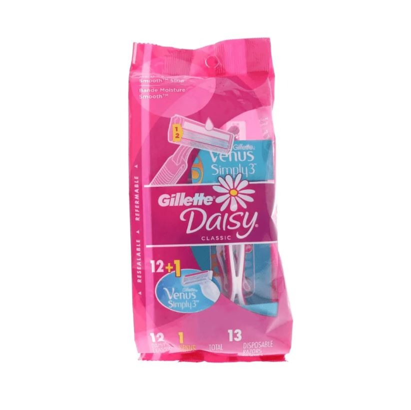 Gillette Razors Disposable Daisy Classic 12 Count + 1 Venus Simply3 ...