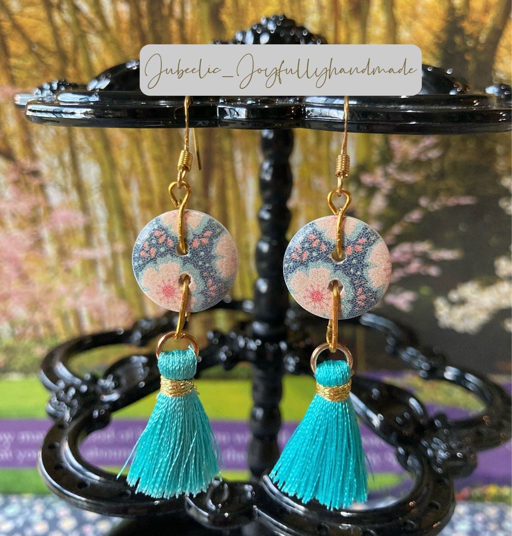 Christmas Sale Handmade Songs of Spring Earrings in Blue Tassel