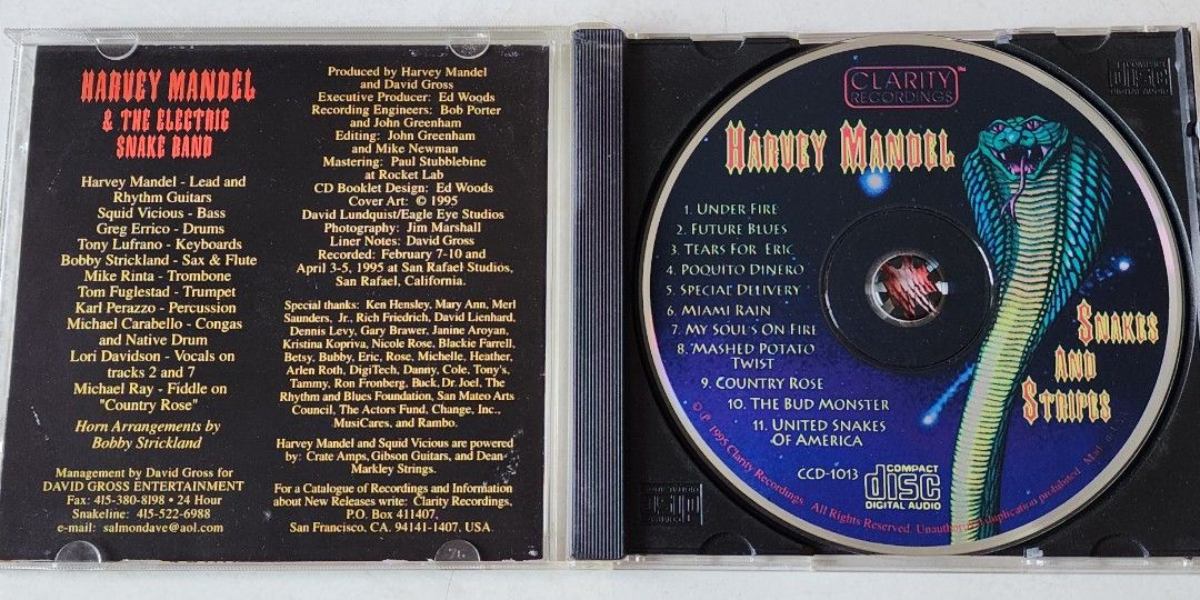 Harvey Mandel ~ Snakes and Stripes ( CLARITY RECORDINGS ) CD -  www.boutiquedomovel.com