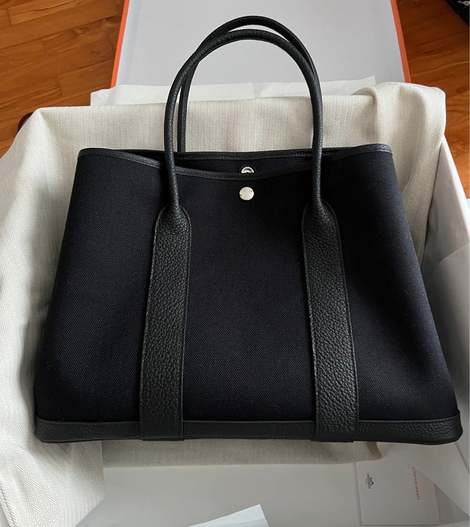 Hermes Garden Party PM 36 Tote Canvas Black, Luxury, Bags & Wallets on  Carousell