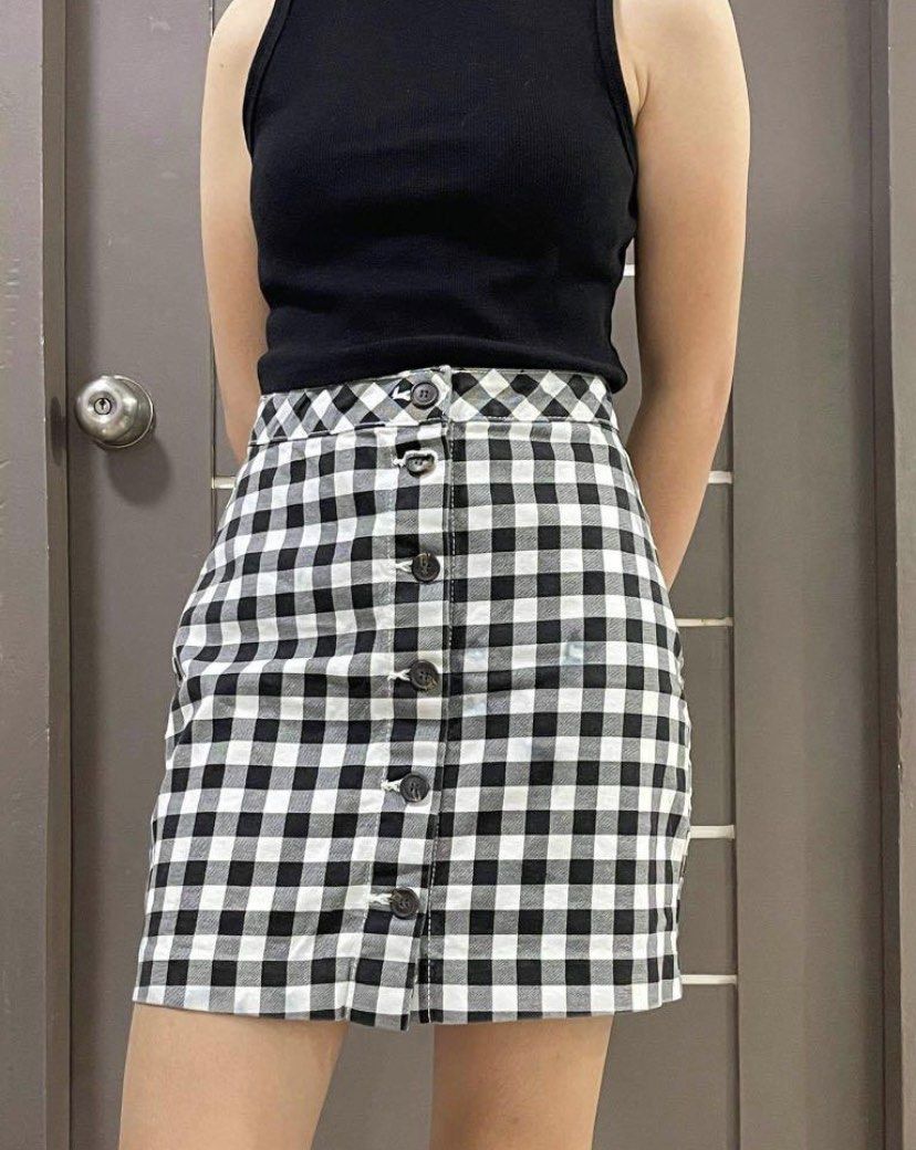 Gingham 2025 skirt h&m