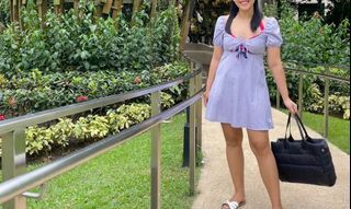 H&M puff sleeve checkered dress