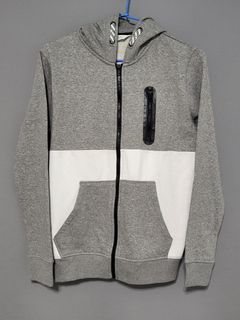 『H&M』海恩斯莫里斯，連帽衛衣，灰白拼接，大童，青少年，帽t，帽踢，大學t
