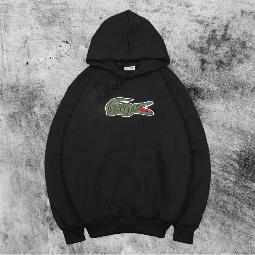 Hoodie Lacoste Big Logo Hitam