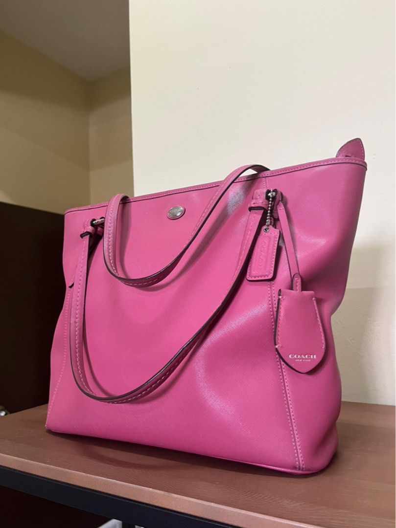 Hot pink leather coach purse shop