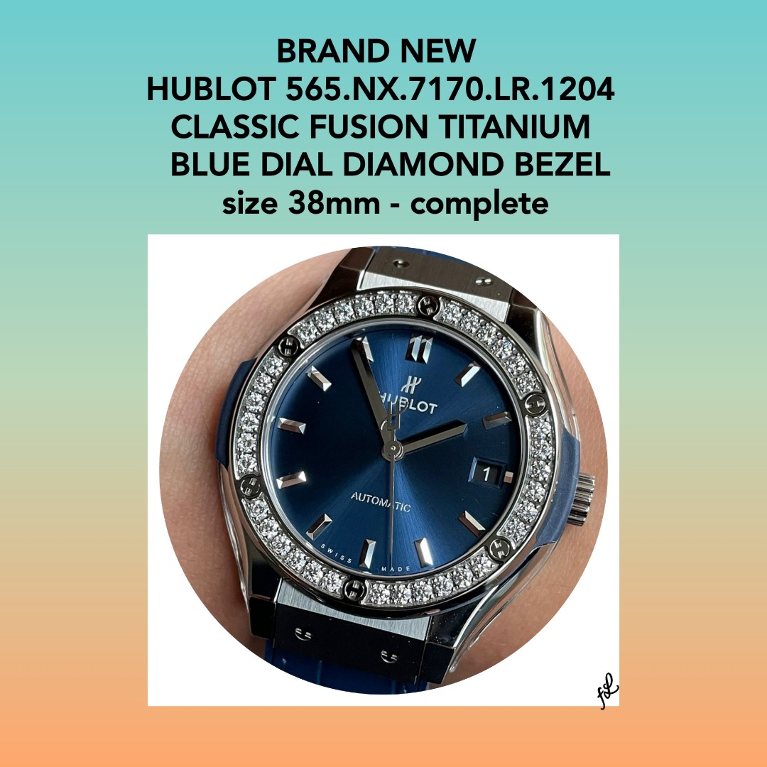 HUBLOT CLASSIC FUSION TITANIUM BLUE DIAL DIAMOND BEZEL, Fesyen Pria