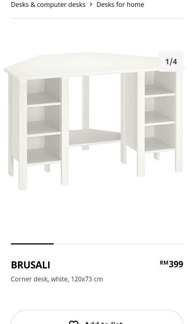 Ikea Brusali Corner Study Computer Desk Office Table Meja Belajar