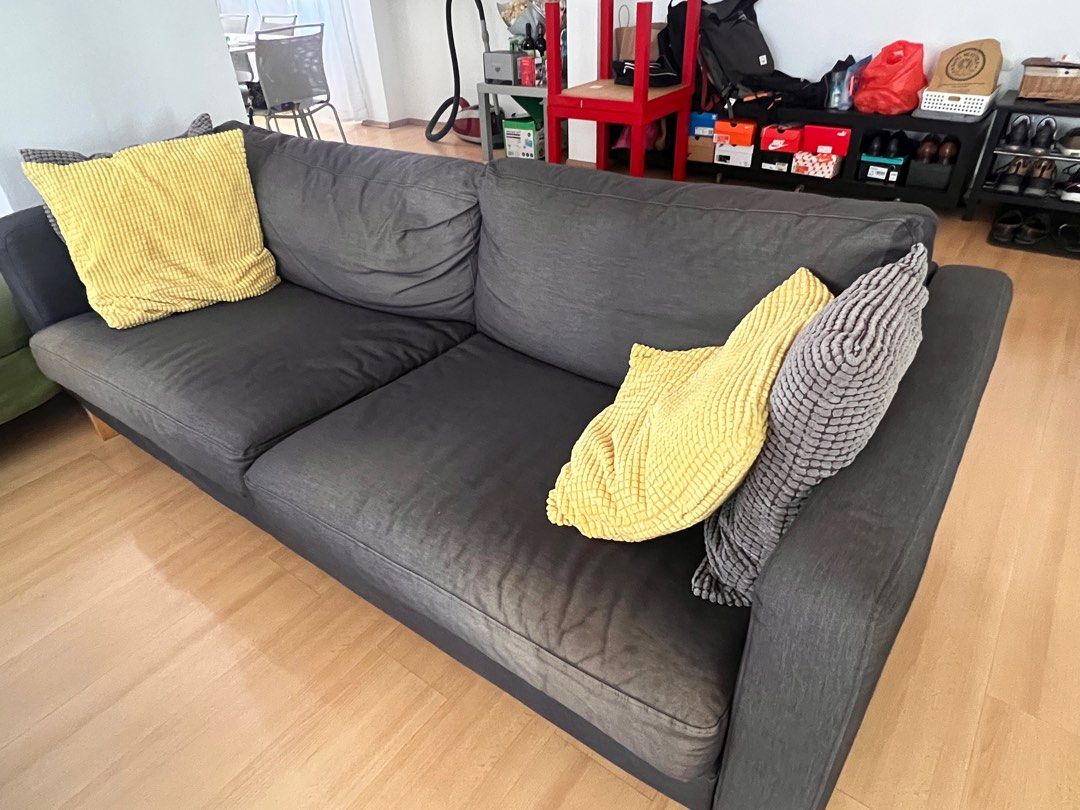 IKEA Karlstad sofa and footstool, Furniture & Home Living, Furniture