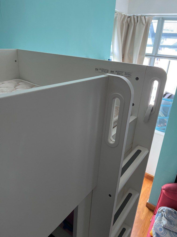 IKEA loft bed combo w table and 4 drawers + 4 shelves and 2 door