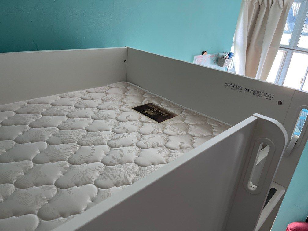 IKEA loft bed combo w table and 4 drawers + 4 shelves and 2 door