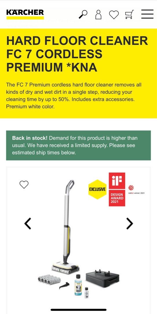 KARCHER floor cleaner FC7, Furniture & Home Living, Cleaning & Homecare