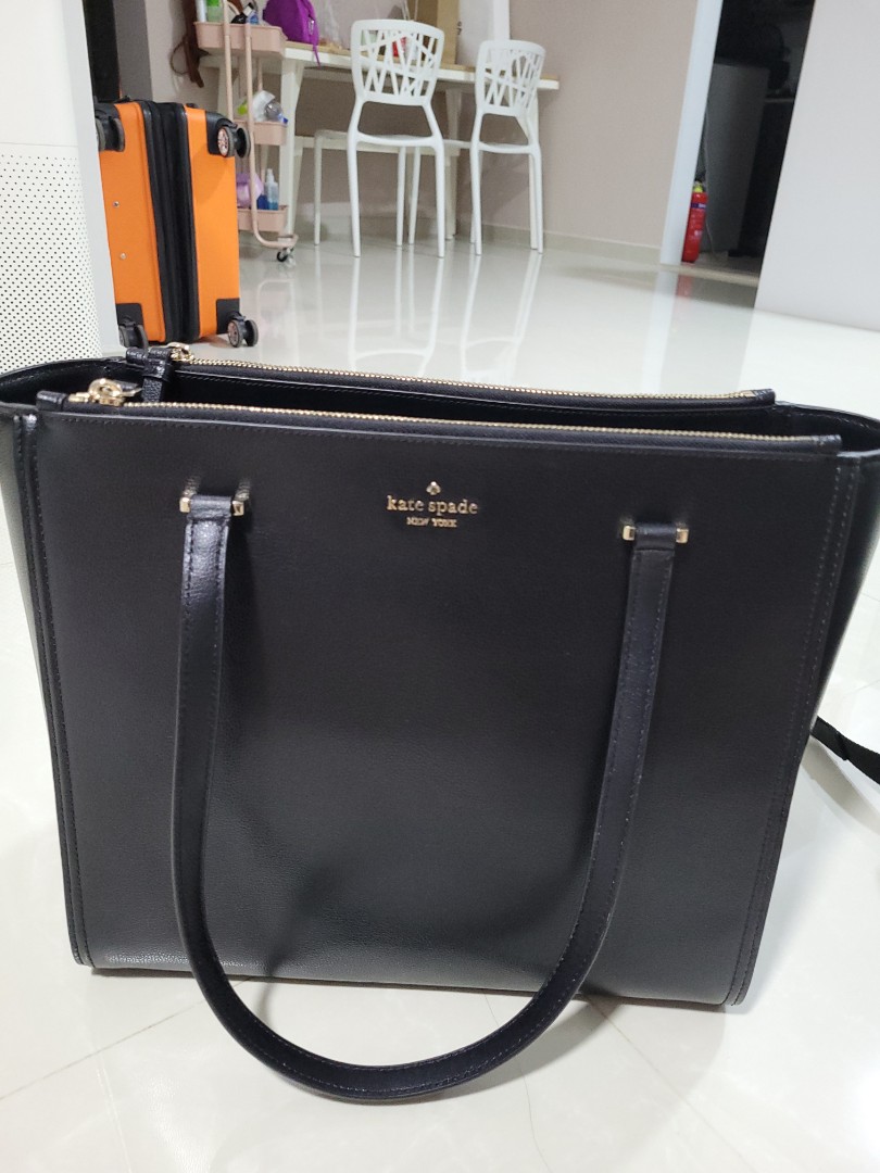 Kate Spade leather black bag( big size), Women's Fashion, Bags & Wallets,  Shoulder Bags on Carousell