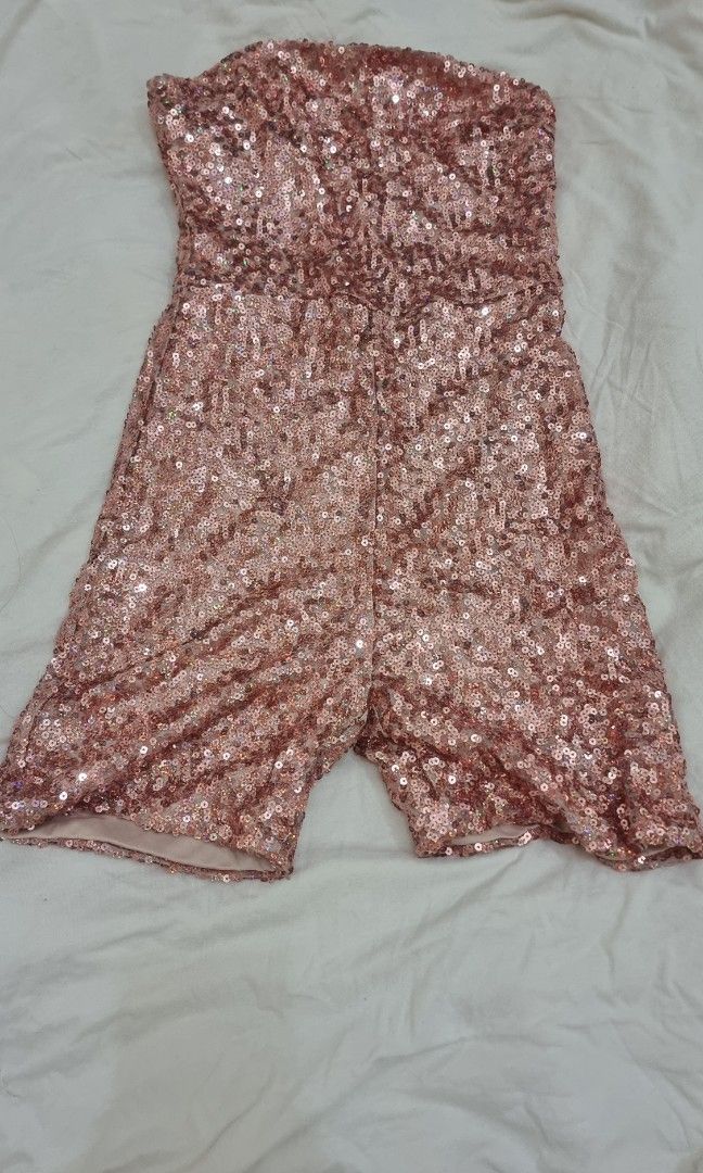 Kylie pink sequin romper Women s Fashion Dresses Sets Rompers on Carousell