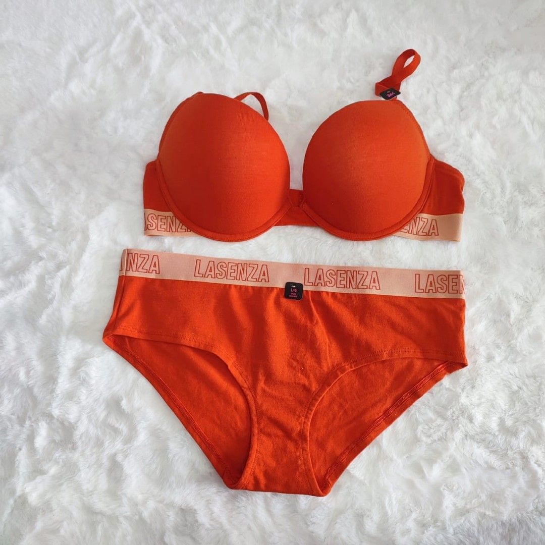 La Senza Remix Push Up Bra Size 34C With Panty Size M - Orange