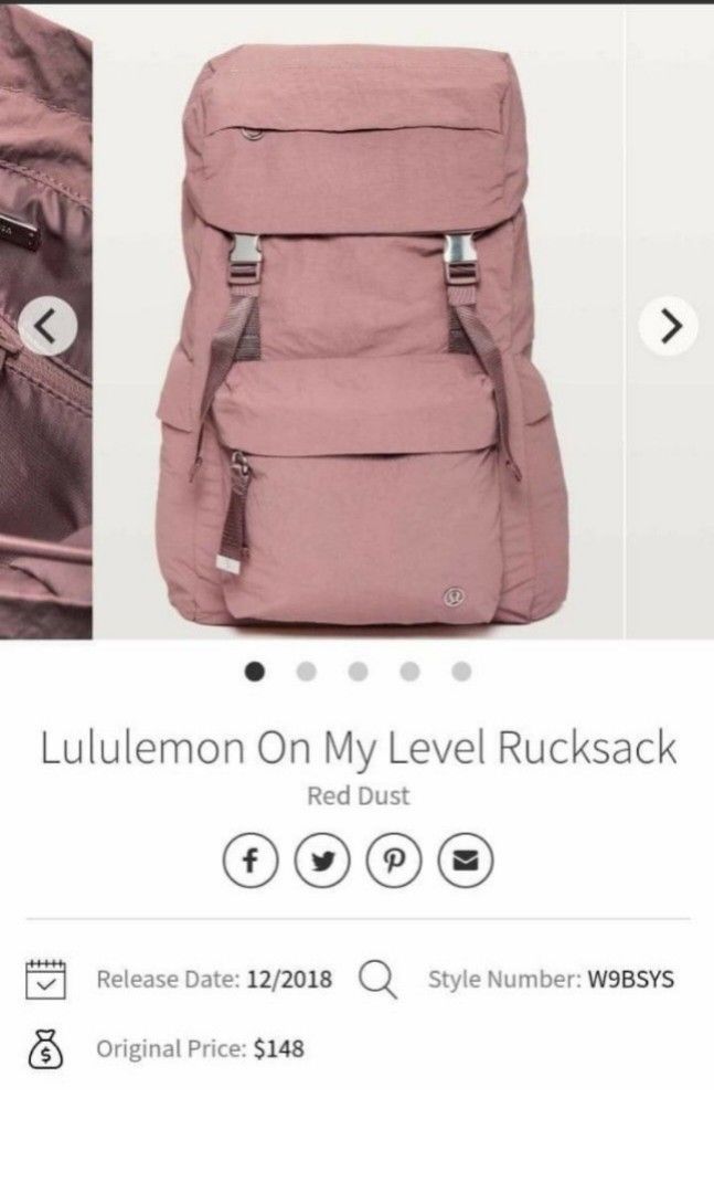 Lululemon On My Level Rucksack Backpack Barang Mewah Tas