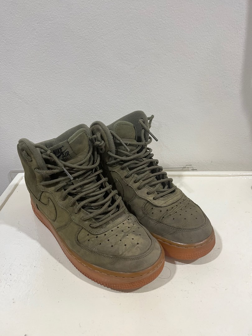 Olive green air hot sale force 1 suede