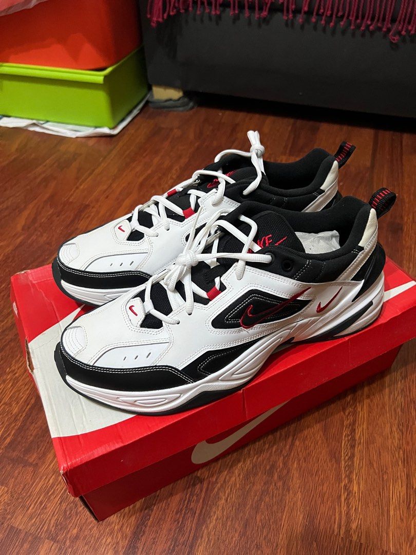 Nike M2K Tekno White/Black University-Red US12 EU46, Men's Fashion, Footwear, Sneakers on Carousell