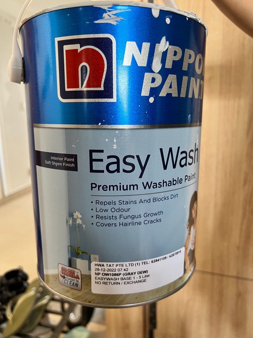 Nippon paint Easy Wash 5L gray dew, Furniture & Home Living, Home Decor