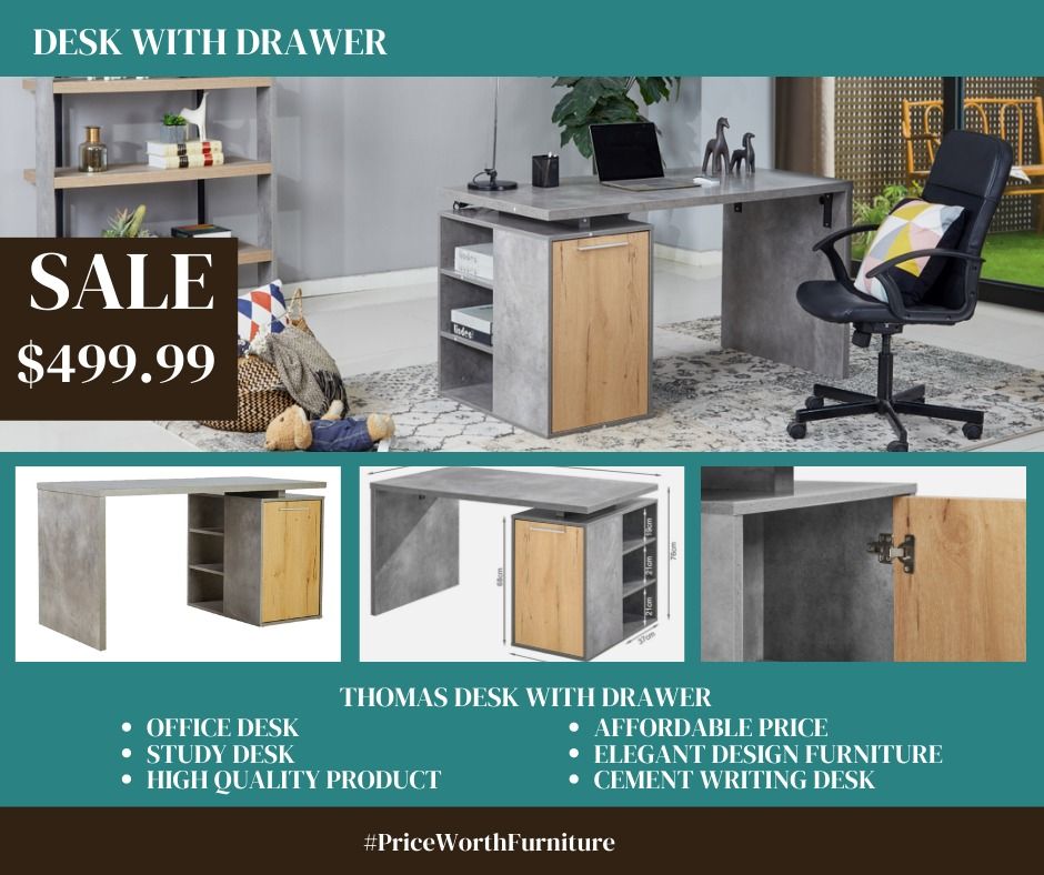 OFFICE TABLE (TOP CEMENT), Antiques, Furniture on Carousell