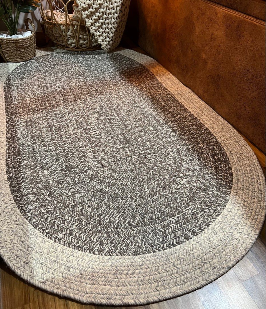 Oval White Jute Rug, Furniture & Home Living, Home Decor, Carpets, Mats