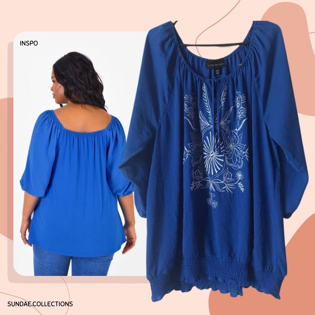 Sale! Repriced! Plus Size Peasant Blouse Top, Women's Fashion, Tops, Blouses  on Carousell