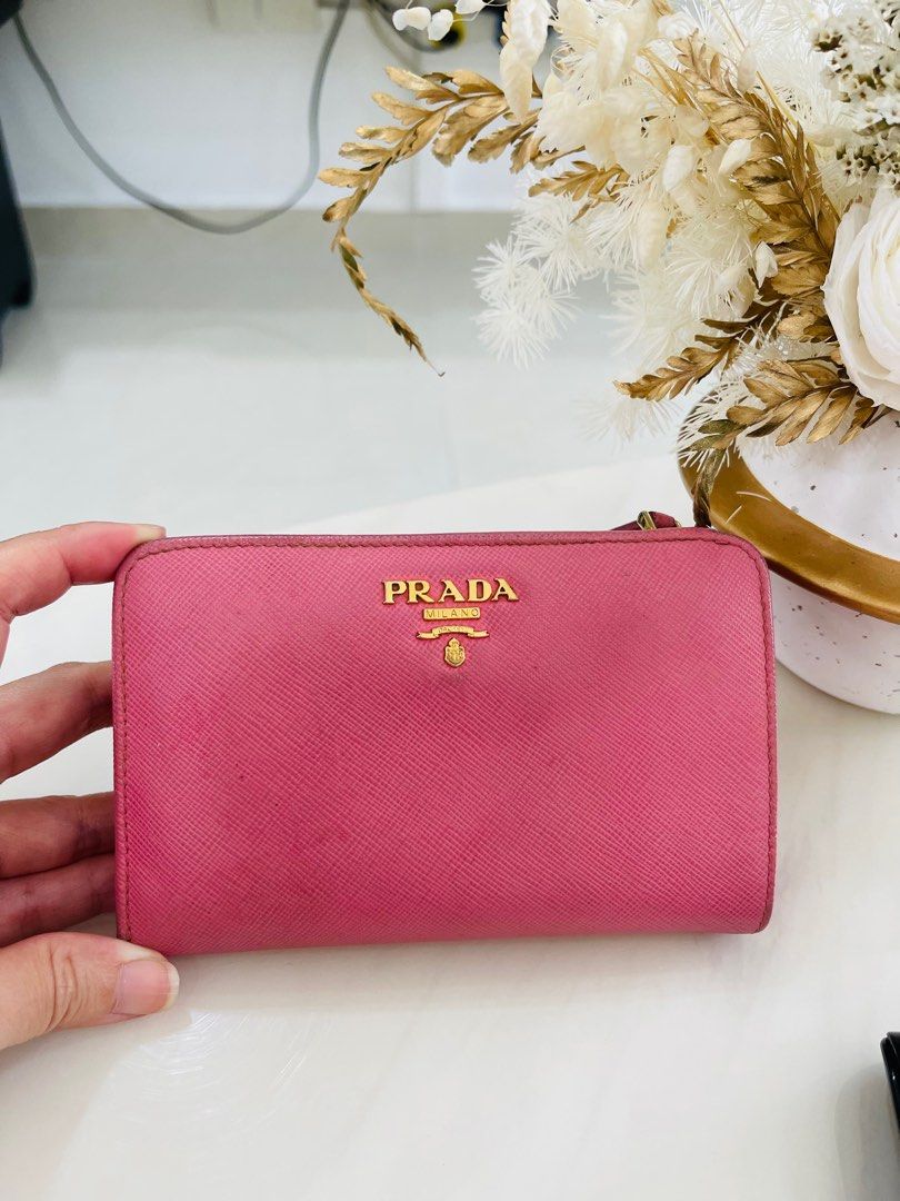 Prada baby pink wallet, Luxury, Bags & Wallets on Carousell