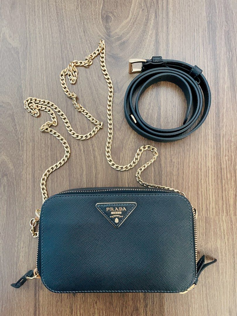 Prada Saffiano Lux Camera Bag Black