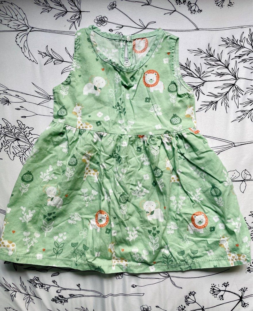 5 pure cotton animal print baby dresses