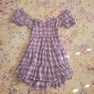 Purple checkered princess polly mini dress BNWT
