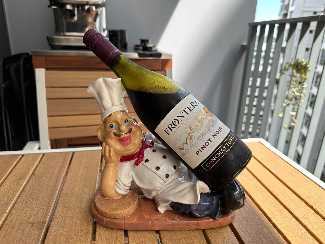 Quirky Retro Wine Bottle Display Holder Reclining Chef TV Home Appliances Kitchen Appliances Wine Cellar Storage on Carousell