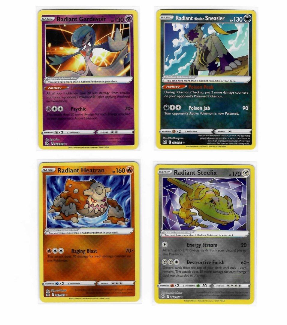 Radiant Series (Gardevoir, Sneasler, Heatran, Steelix) Pokemon TCG, Hobbies  & Toys, Toys & Games on Carousell